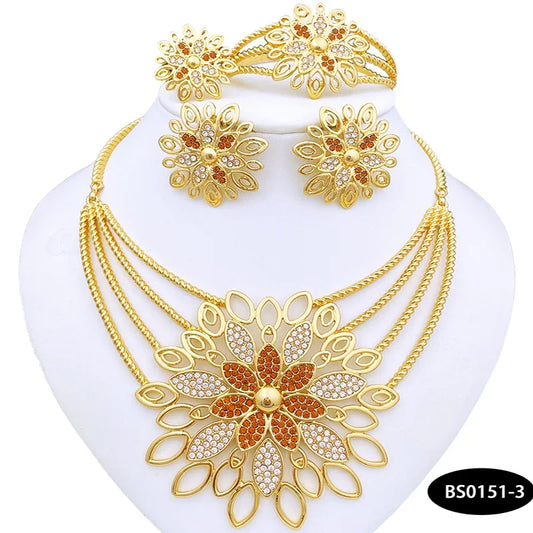Ensemble de bijoux de luxe, grande déclaration de mode, bijoux de mariage, grand collier pendentif et boucles d'oreilles pour femmes, cadeau idéal pour les soirées d'été à la plage