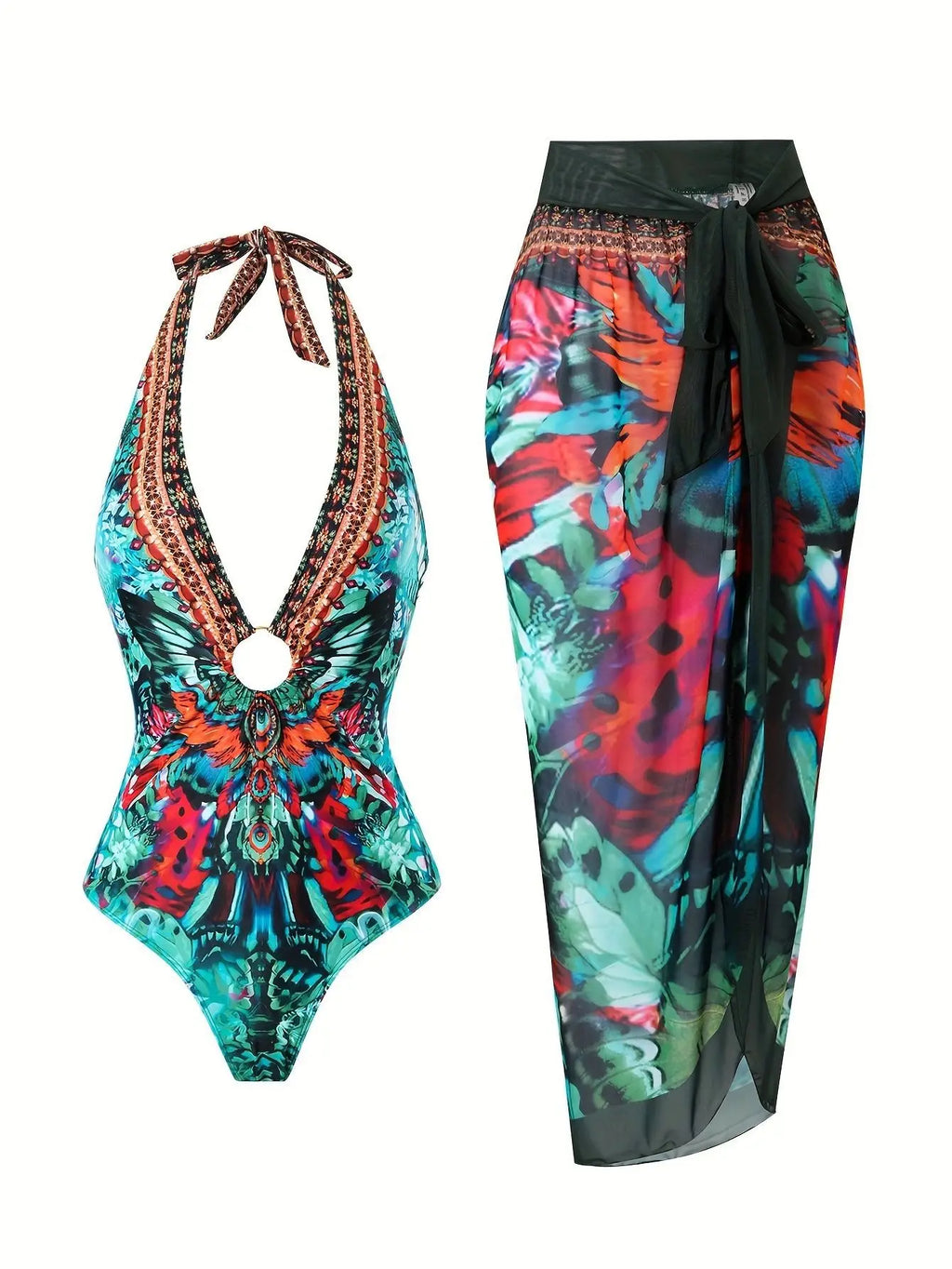Costume da bagno floreale con stampa floreale con volant monospalla blu Set copricostume singolo micro monokini costumi da bagno sexy per ragazze Summer Beach