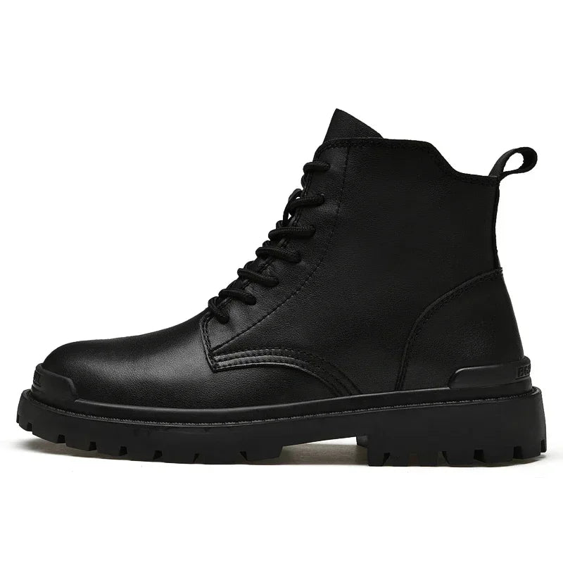 Stivali da moto in vera pelle da uomo Stivaletti da neve caldi invernali Scarpe da esterno di qualità da uomo Scarpe da passeggio per il tempo libero Taglia grande 38-48
