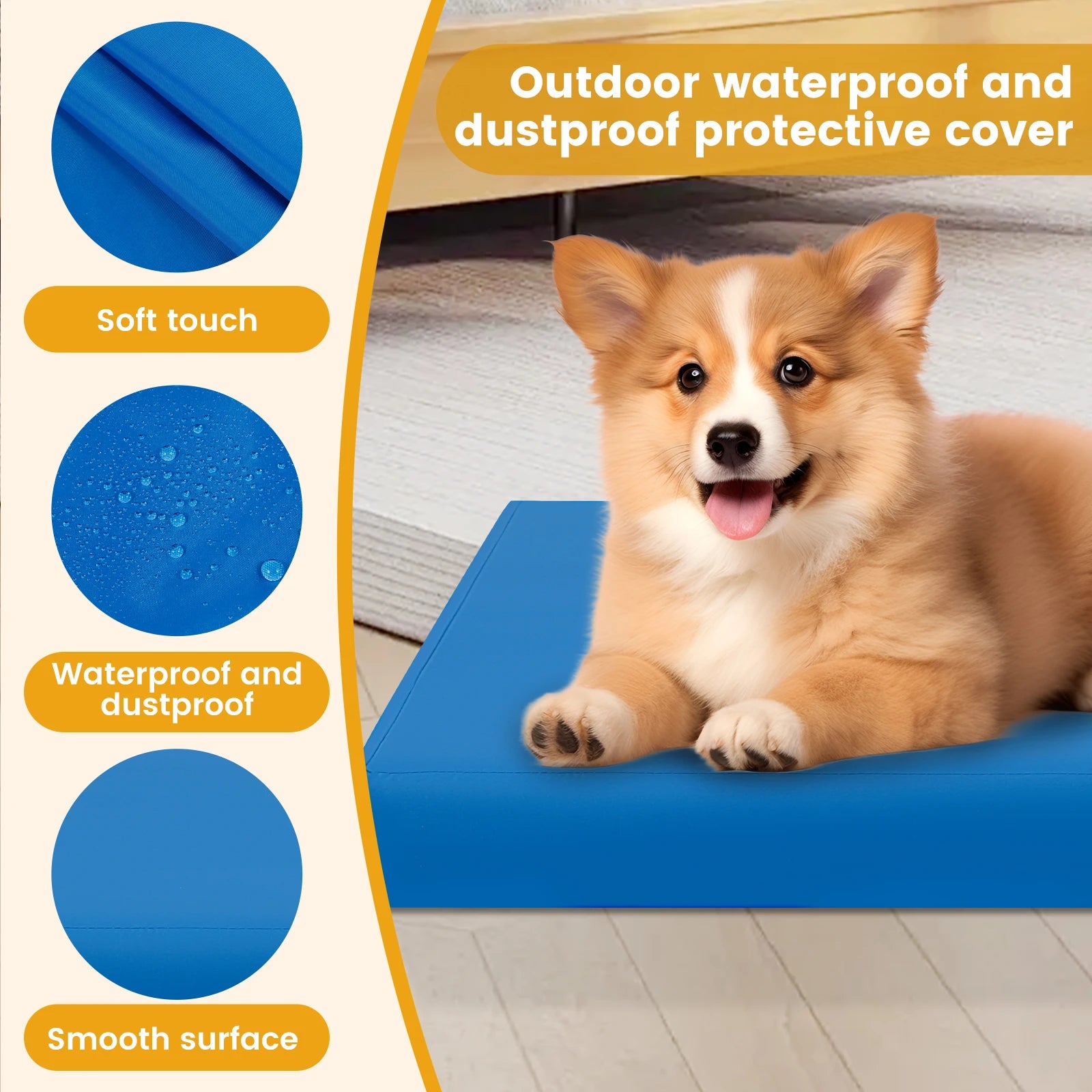 Copriletto per cani Copriletto per cani impermeabile in tessuto Oxford con cerniera Fodera per letto per cani rimovibile Facile da lavare Forniture per animali domestici S/M