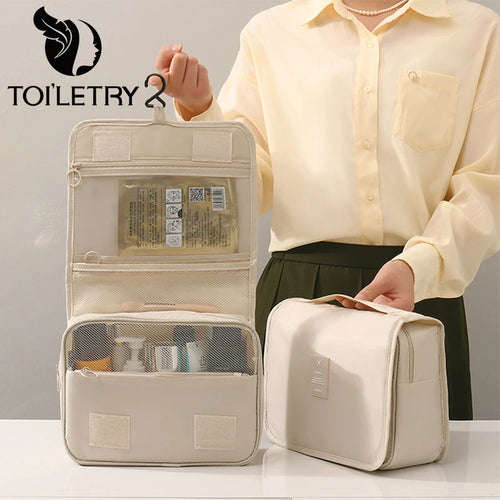 Borse per il trucco da toilette Borse per cosmetici pieghevoli coreane in tinta unita Borse da viaggio in PVC impermeabile di grande capacità per articoli da toeletta