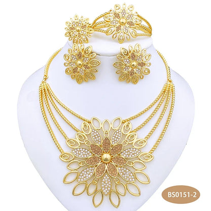 Luxury Big Jewelry Set Fashion Statement Wedding Jewelry Large Pendant Necklace Earring Set For Women Summer Beach Party Gift