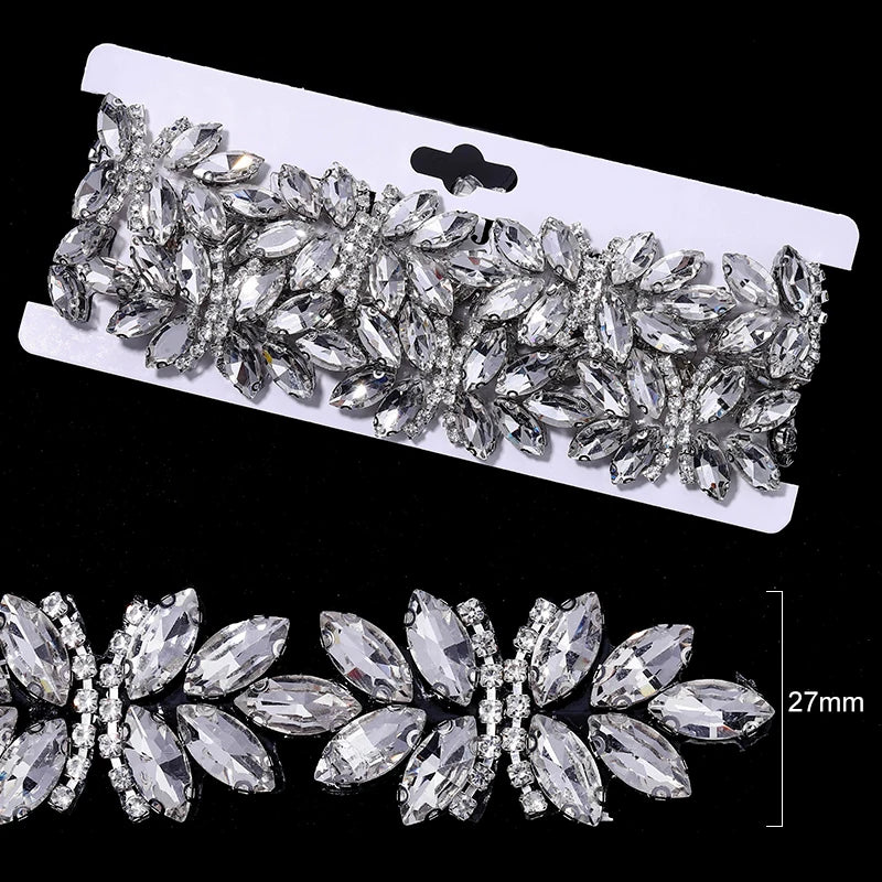 Ducrystal 1 metro motivo strass nastro hot fix vetro cristallo strass trim catena per scarpe fai da te, borse, abiti decorazione