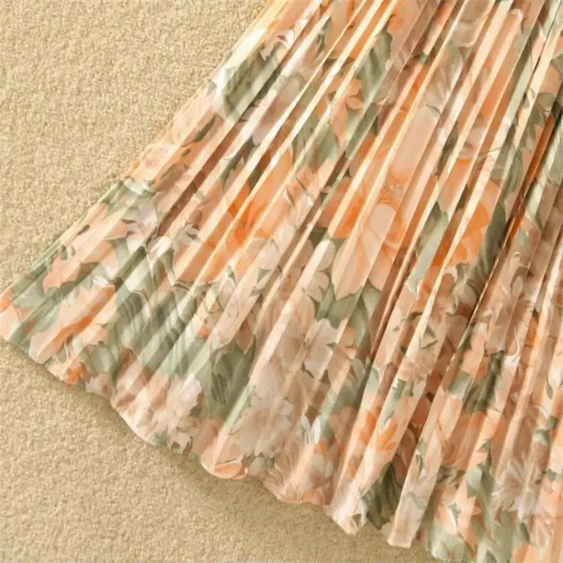 Nuova primavera e l'estate stile donna vita alta elastico stampato Chiffon pieghettato a-line gonna alla moda confortevole tutto-fiammifero