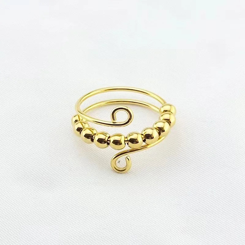 Anelli di ansia punk per donna uomo spirale Fidget perline anello gioielli di tendenza piacevole ruota liberamente anello in acciaio inossidabile antistress regalo