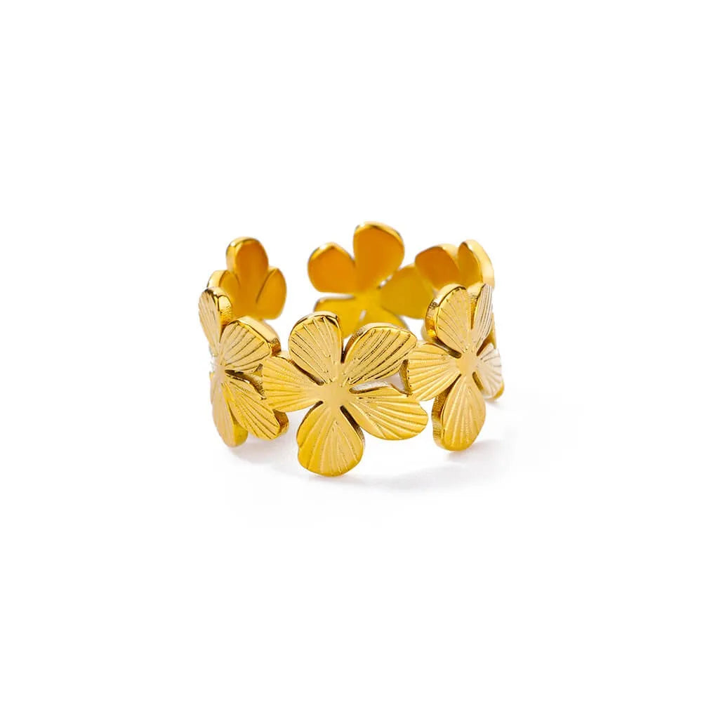 Anelli con fiori grandi esagerati in acciaio inossidabile per le donne Anello da dito con girasole color oro Regalo di gioielli estetici di moda femminile