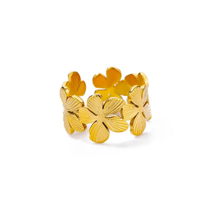 Anelli con fiori grandi esagerati in acciaio inossidabile per le donne Anello da dito con girasole color oro Regalo di gioielli estetici di moda femminile