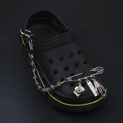 1Pcs Hip-hop Metal Sneaker Decoration Punk Fashion High-top Canvas Shoe Chain Dark Style Pin Men Women Slipper Sandal Accessorie