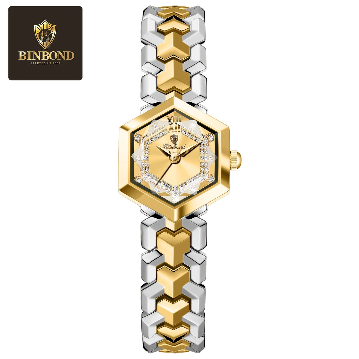 BINBOND Orologi da donna eleganti delle migliori marche Orologio da polso da donna con specchio a rombo alla moda Orologio al quarzo originale con quadrante con diamanti impermeabile