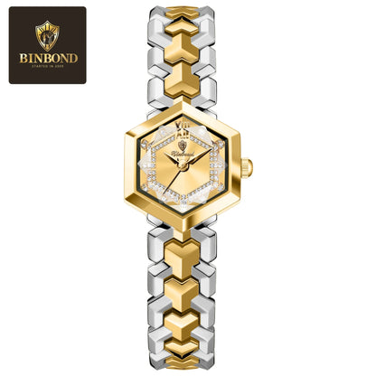BINBOND Orologi da donna eleganti delle migliori marche Orologio da polso da donna con specchio a rombo alla moda Orologio al quarzo originale con quadrante con diamanti impermeabile