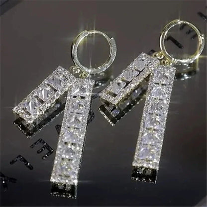 Nuova tendenza della moda Design unico Orecchini rettangolari eleganti e squisiti con zirconi per gioielli da donna Regali premium per feste di nozze