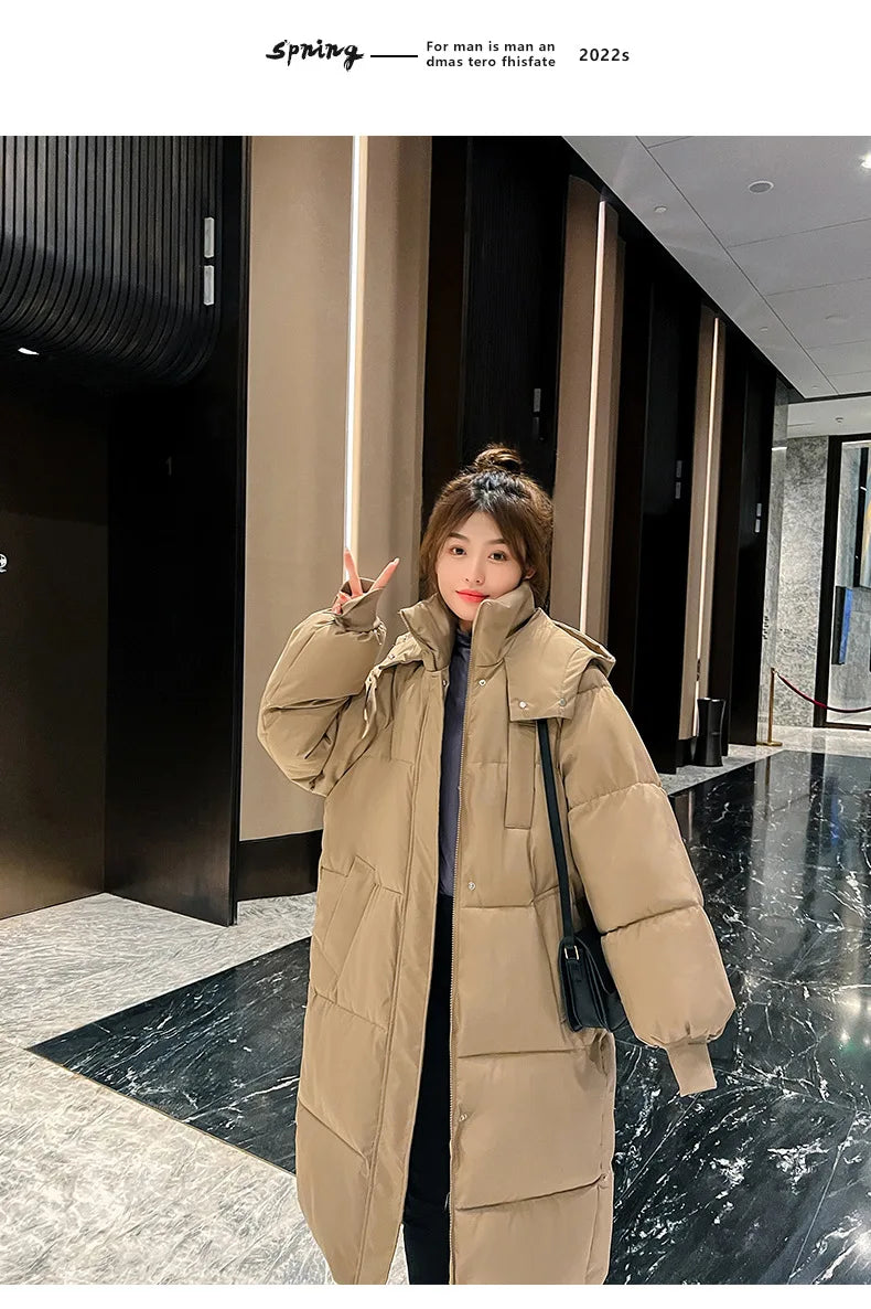 Cappotto freddo da donna invernale parka giacca imbottita lunga con cappuccio Plus Size cappotto Super caldo capispalla da neve all'ingrosso a buon mercato coreano