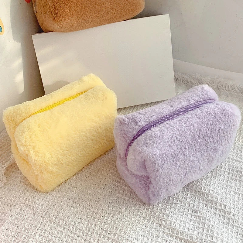 Borse per il trucco in pelliccia di leopardo per le donne Borsa per cosmetici da viaggio morbida Custodia per organizer Custodia per borse da donna per ragazze