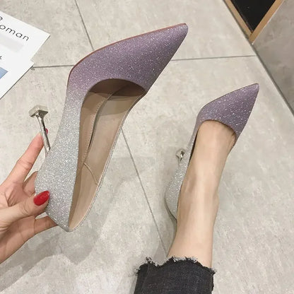 Calzature estive da donna Scarpe da sposa da sposa Scarpe da donna 2025 da sera con cristalli Stilito Tacco alto con strass viola