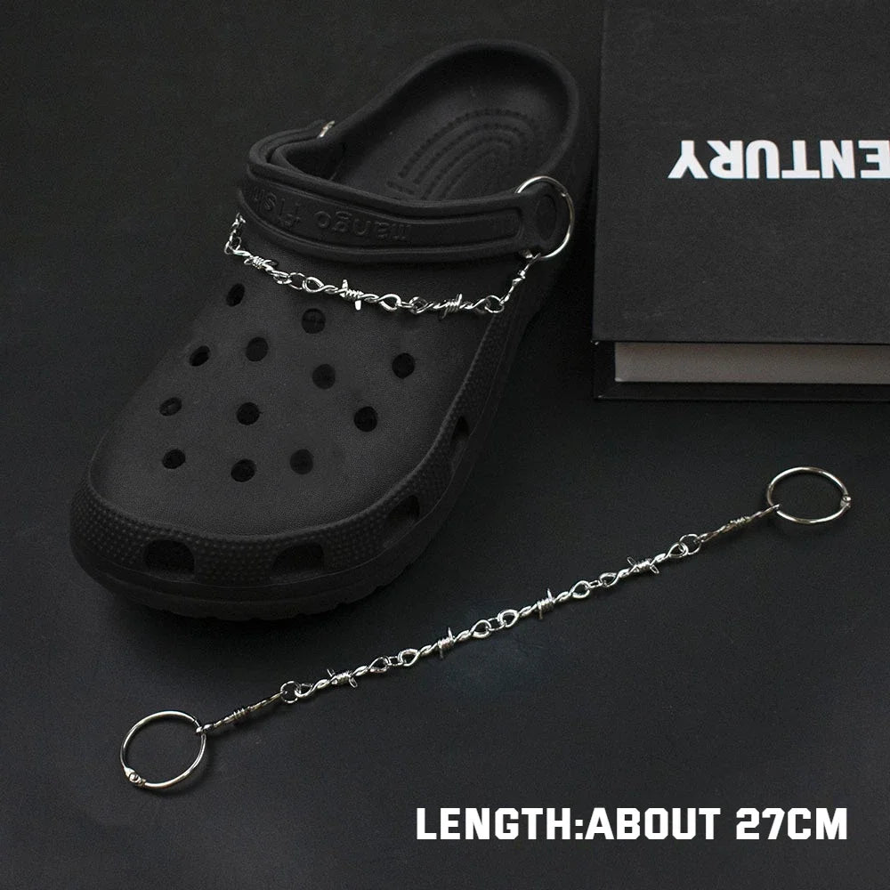1Pcs Hip-hop Metal Sneaker Decoration Punk Fashion High-top Canvas Shoe Chain Dark Style Pin Men Women Slipper Sandal Accessorie