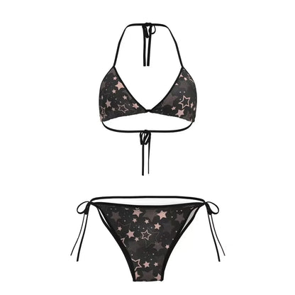 Femme Sexy Chic Fille Maillot de Bain Plage Bikini Ensembles Soutien-Gorge Halter à Lacets + Short Vintage 2025 Tenue de Bain Été Nouvelle