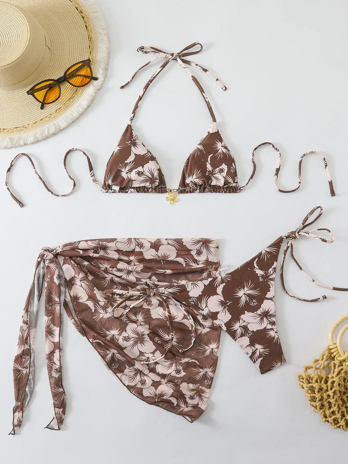 Sexy Micro Bikini Damen Badeanzug 2026 Trend Bademode Damen Badeanzug 3-teiliges Dreiecks-Bikini-Set Strandkleid Tragen Vertuschen