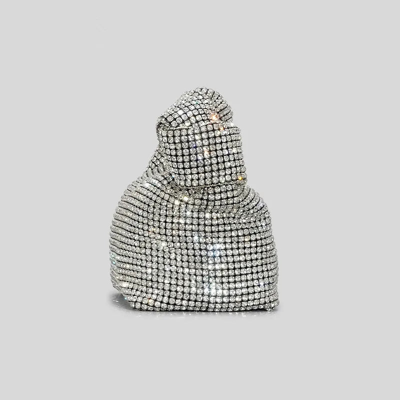 Borse da sera con nodo con strass con manico Borsa con manico superiore in cristallo argento per borse da donna e borsette Borsa di design di lusso