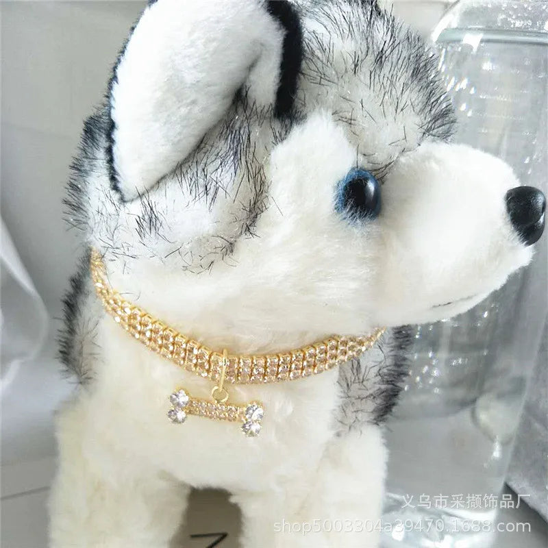 Collare di Lusso con Strass per Cani e Gatti di Piccola Taglia, Accessori per Animali Domestici