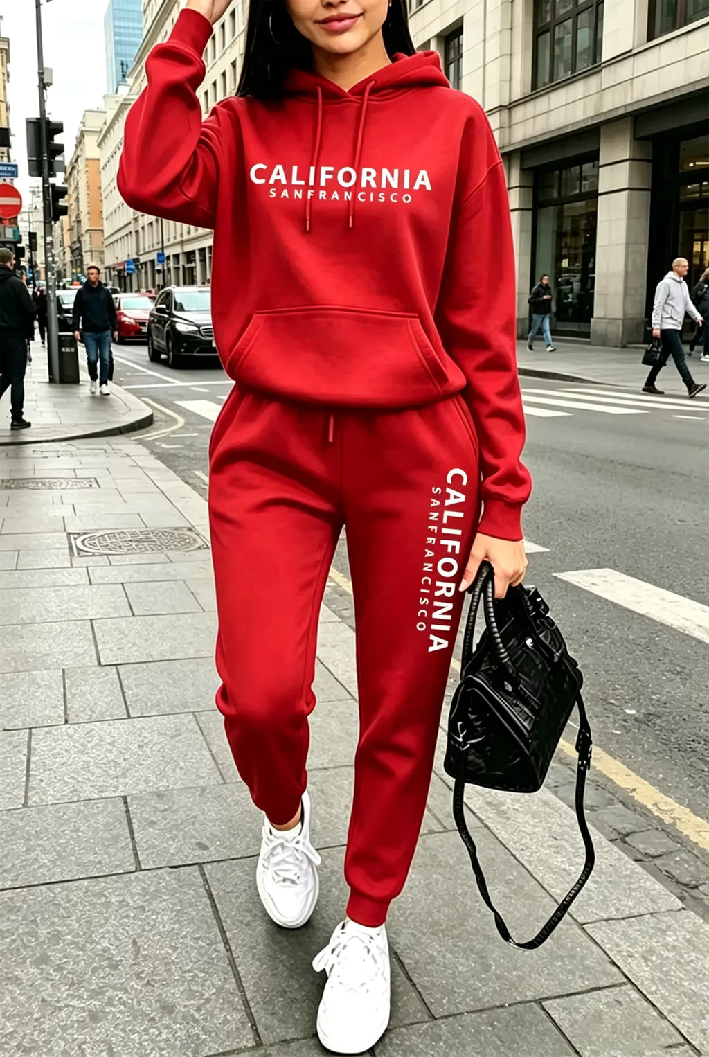 Abbigliamento da donna per l'autunno e l'inverno, tute casual con cappuccio, abbigliamento sportivo da esterno, jogging, vendite calde, felpa con cappuccio e pantaloni coordinati
