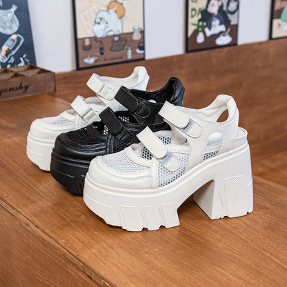 DIMANYU Sandals Female Genuine Leather 2026 New Platform High Heels Women's Shoes Mesh Breathable Women's Sandals