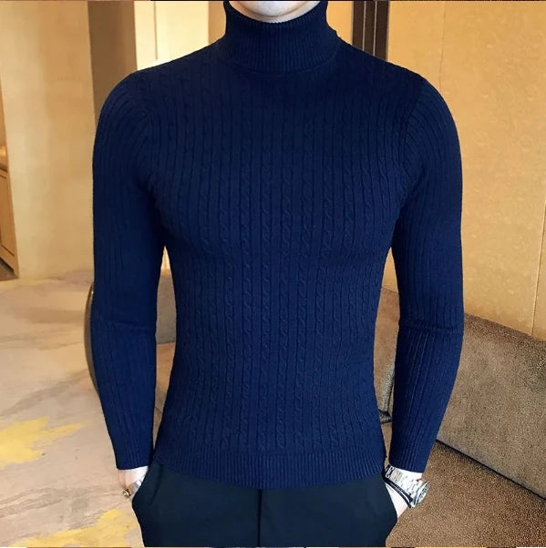 Maglione a collo alto da uomo nuovo pullover tinta unita lavorato a maglia caldo dolcevita casual felpa di lana uomo inverno outdoor top