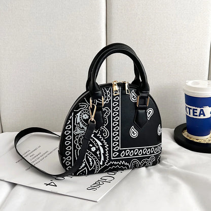 Borsa a conchiglia da donna in pelle PU retrò borsa a tracolla da donna con tracolla a fiori di anacardi estivi Set femminile borse a mano con manico piccolo