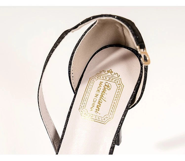 Comemore nuovi sandali con tacco alto donna sandali con tacco estivo Glitter décolleté neri scarpe da sposa classiche per feste su sandali con plateau scarpe da donna sandali con tacco tacchi donna sandali donna estivi