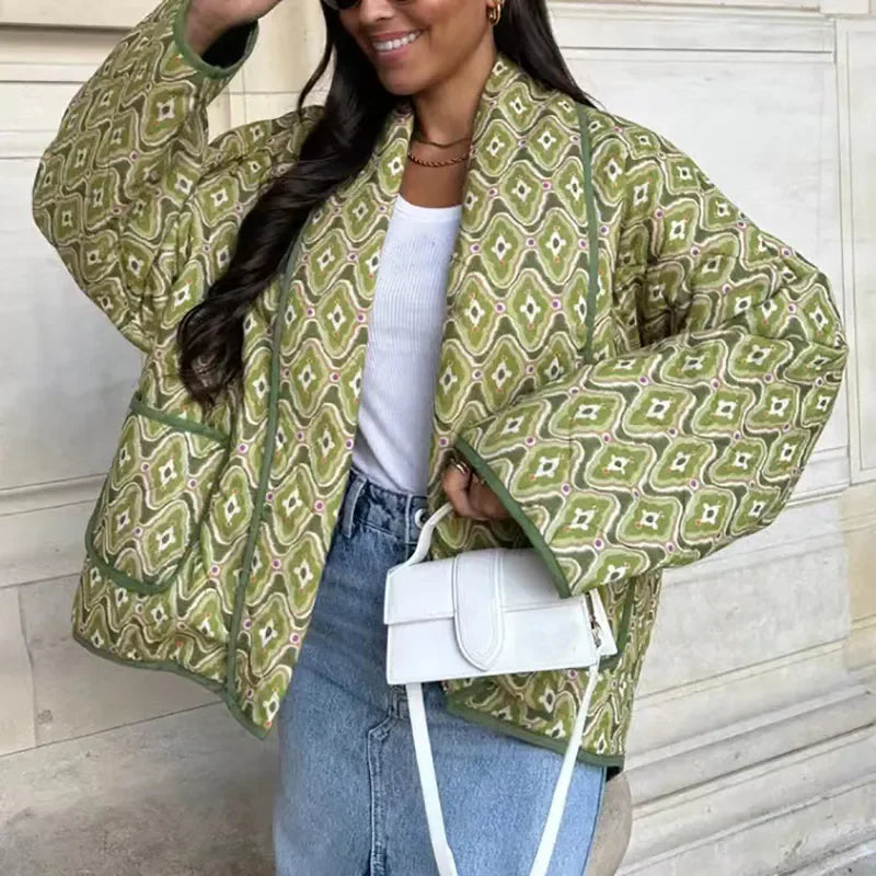 Cappotti invernali moda donna giacche calde a maniche lunghe per donna stampa tasca Outwear Cardigan Casual 2023