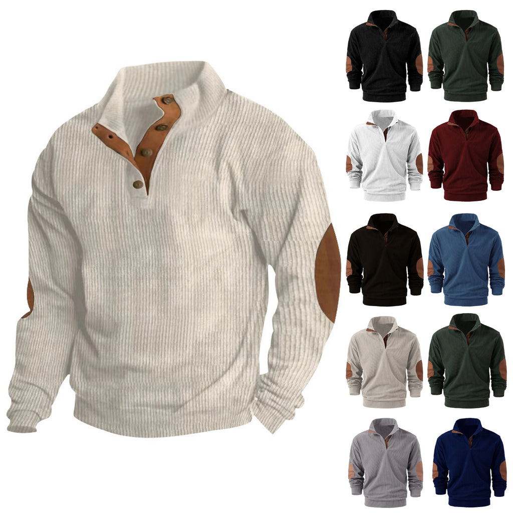 Top da uomo a maniche lunghe sportivi in tinta unita primaverili e autunnali, pullover da uomo all'aperto con colletto rialzato alla moda e casual