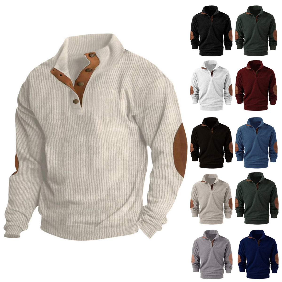 Top da uomo a maniche lunghe sportivi in tinta unita primaverili e autunnali, pullover da uomo all'aperto con colletto rialzato alla moda e casual