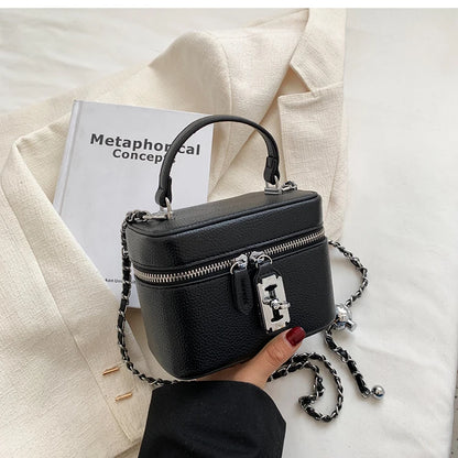 Borse Quadrate da Donna Estate 2026, Borse a Tracolla con Catene alla Moda, Borsa a Spalla in PU Texturizzato, Elegante Mini Borsa Chic per Cellulare