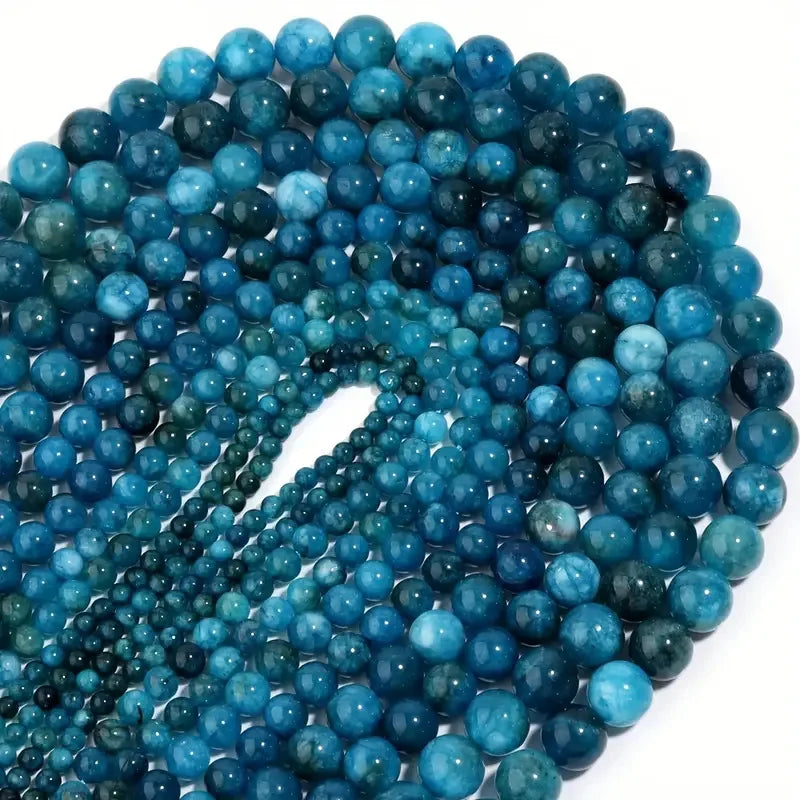 1 filo di perline di pietra di apatite blu naturale 4/6/8/10mm perline di gemma rotonde per braccialetti fai da te creazione di gioielli con perline all'ingrosso