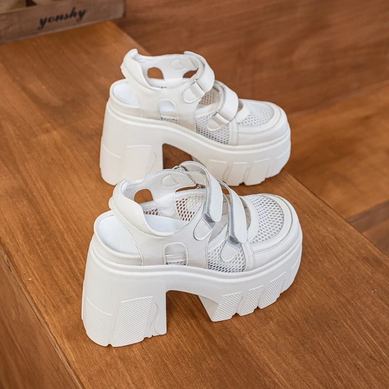 DIMANYU Sandals Female Genuine Leather 2026 New Platform High Heels Women's Shoes Mesh Breathable Women's Sandals