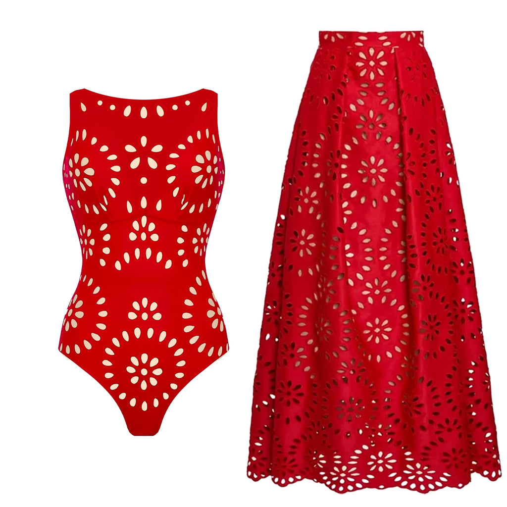 2Pcs Printed Swimsuit Women Sexy Swimwear New Bikini With Long Skirt Female Biquini Push Up Swim Suit Bodysuit Beachwear CoverUp