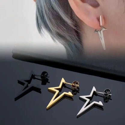 Harajuku Punk Grande Stella Orecchino Irregolare Scava Fuori Alien Metallo Pentagramma Ear Stud per Le Donne Cool Girl Trend Y2K Gioielli NUOVO Har