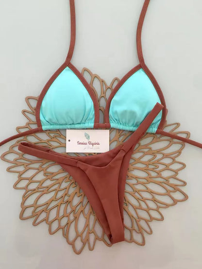 Nouveau maillot de bain brésilien sexy à lacets imprimé pour femmes 2026 Micro maillot de bain dos nu Biquini Maillots de bain Tanga