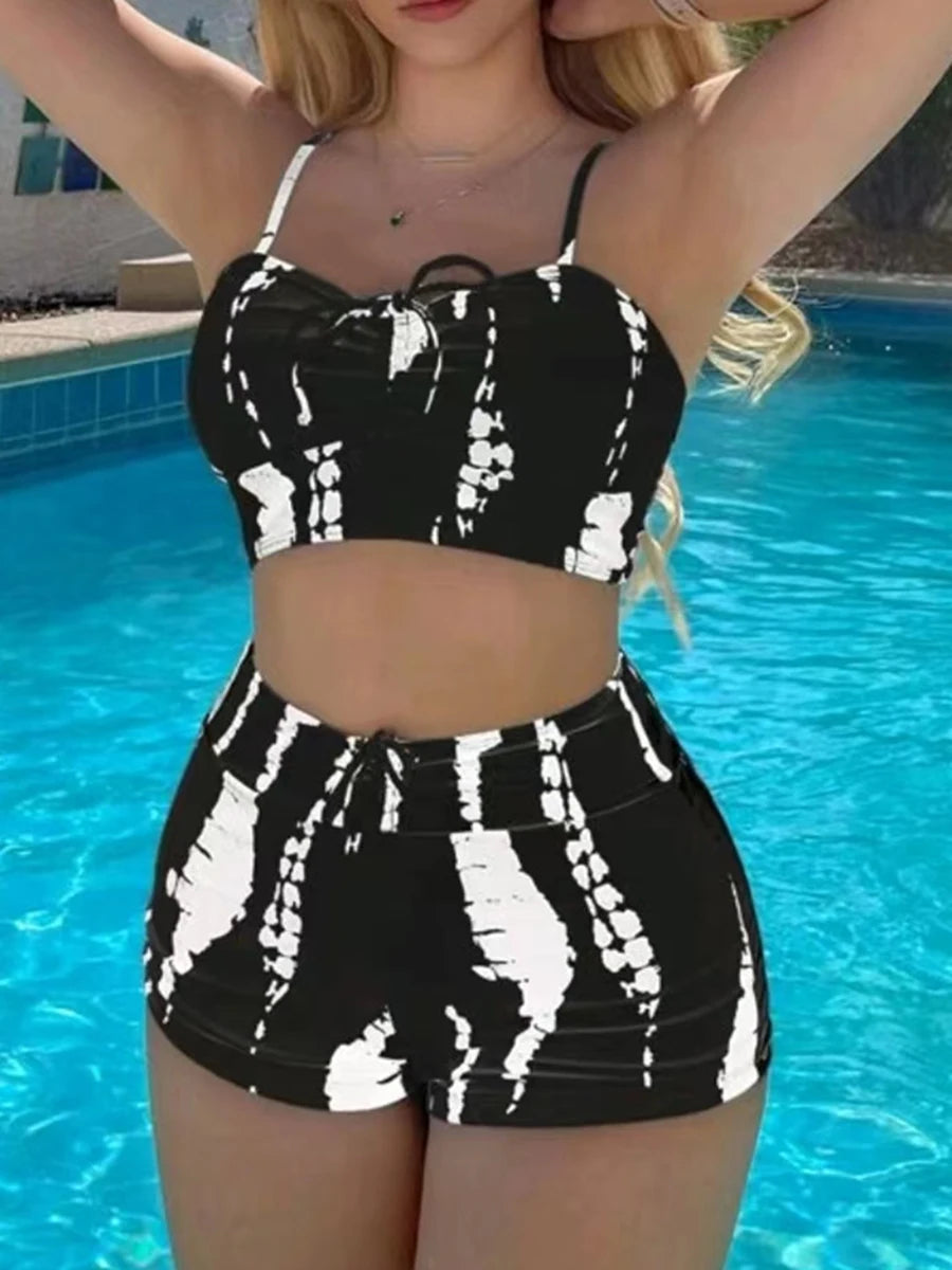 Shorts de bain à cordon de serrage Bikinis 2026 Maillot de bain taille haute Femme Maillot de bain pour femme Baigneurs Maillot de bain Natation Vêtements de plage