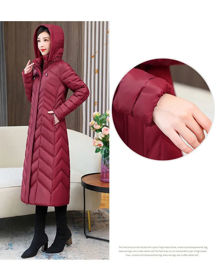 2026 NUOVA Giacca Invernale Imbottita con Cappuccio 5XL Parka Calda da Donna Cappotto Lungo in Cotone Imbottito alla Moda Cappotto Femminile Slim Elegante