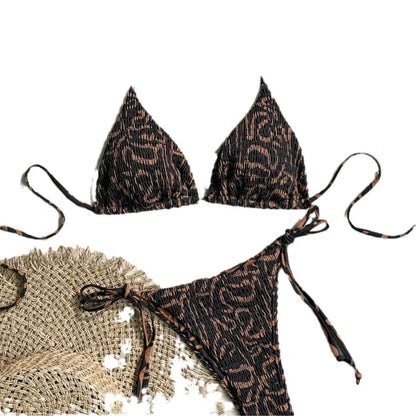 Maillot de bain imprimé bikini sexy femme, style été, col suspendu, mode haut de gamme, sport, plage, princesse, baignade