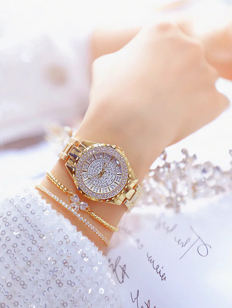 Orologi eleganti da donna con bracciale in oro 2025 Orologi da polso da donna di lusso delle migliori marche per orologio femminile Moda elegante in acciaio pieno