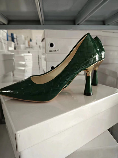 Tacchi alti Casual classici scozzesi verdi nuovo modello scarpe Oversize moda In rilievo In primavera ed estate 2023 décolleté scarpe da donna