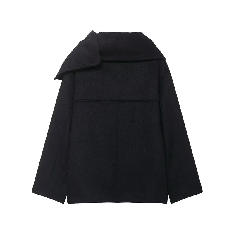 Cappotto da Donna 2026 Nuova Giacca Corta Invernale Autunnale alla Moda con Sciarpa Decorativa, Capispalla Elegante e Chic per Signora