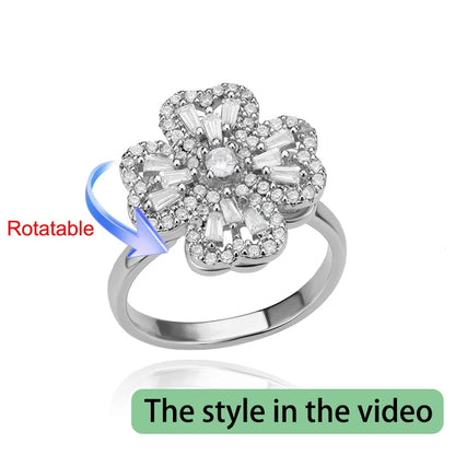Anelli di ansia rotanti a quattro trifogli per le donne Anello nuziale regolabile in acciaio inossidabile color oro Anelli regalo di gioielli estetici