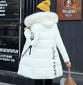Parka Invernale da Donna con Cappuccio e Collo in Pelliccia, Giacca Lunga Elegante con Zip e Patch con Lettere, Calda e Spessa, Capospalla Femminile per la Neve