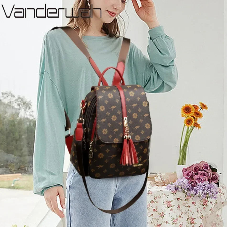 Zaino da donna Designer borsa da donna in pelle di alta qualità stampa di moda di lusso borse da scuola con nappe zaini di grande capacità Sac