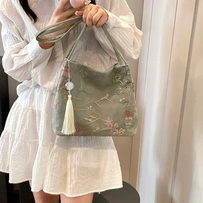 Borsa a tracolla da donna alla moda ricamata in stile cinese di vendita caldo 2026 Borsa di grande capacità di nuova tendenza estiva