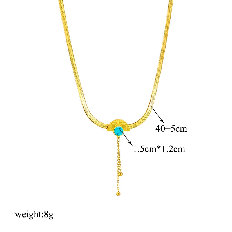 DIEYURO Collana con ciondolo occhi azzurri con serratura a forma di farfalla in acciaio inossidabile 316L per le donne Nuovi regali di gioielli con catena girocollo multistrato