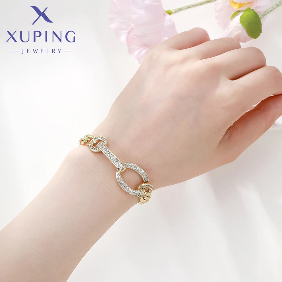 Xuping Gioielli Fascino Vendita calda Trendy Color oro placcato 19 cm Bracciale a catena a mano per le donne Moda regalo squisito X000925432