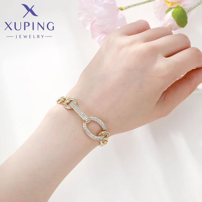 Xuping Gioielli Fascino Vendita calda Trendy Color oro placcato 19 cm Bracciale a catena a mano per le donne Moda regalo squisito X000925432
